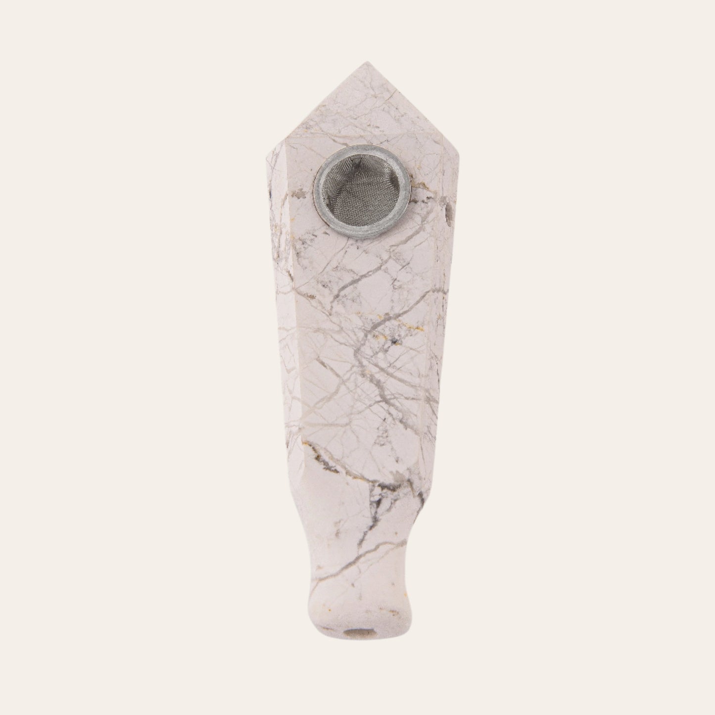 Natural Howlite Round Lip Crystal Pipe