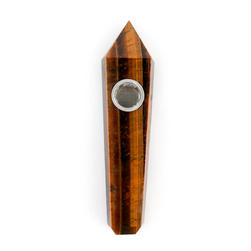 Natural Tiger Eye Point Crystal Pipe