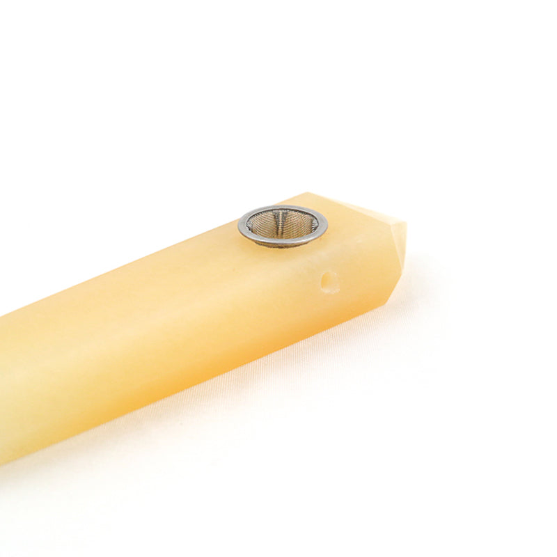 Natural Yellow Jade Point Crystal Pipe