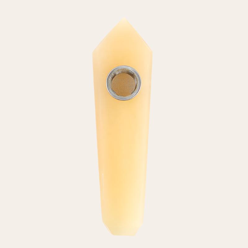 Natural Yellow Jade Point Crystal Pipe