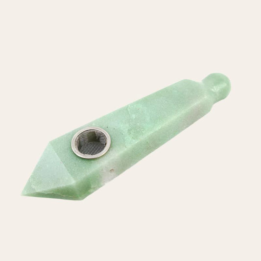 Natural Green Aventurine Round Lip Crystal Pipe