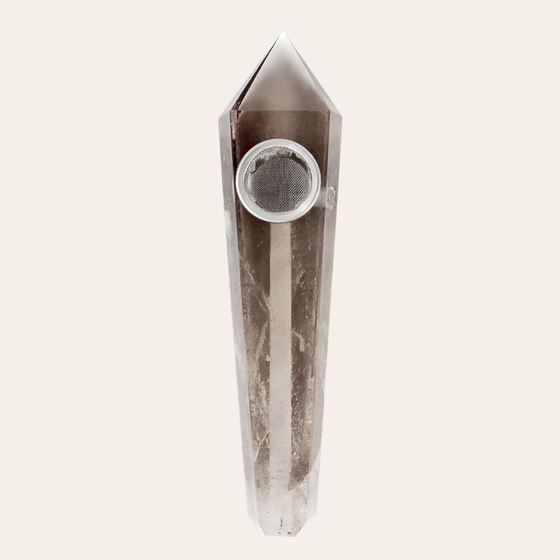 Natural Smoky Quartz Point Crystal Pipe